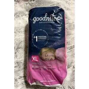 GoodNites Girl Nighttime Underwear XL 9 Ct Bedwetting Overnight Disposable Pants